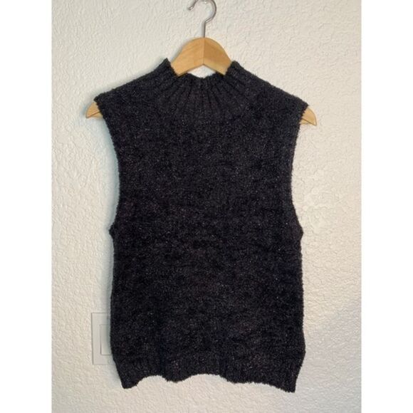 REISS Georgia Tinsel Knitted Sleeveless Vest Black Size M - Picture 4 of 12